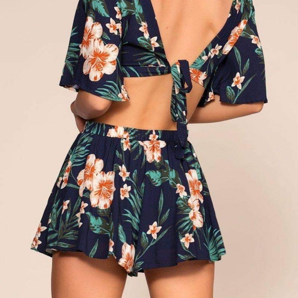 M Boutique - Navy Flower Shorts - Small - Picture 3 of 6